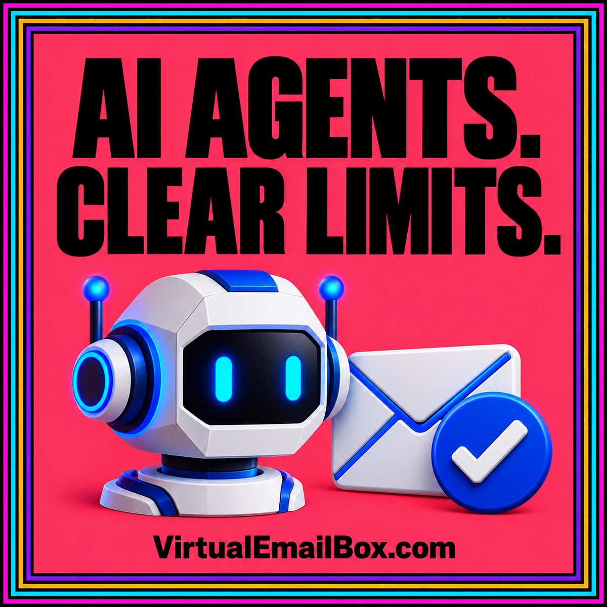 AI agents, clear limits: a robot, envelope and permission check symbol